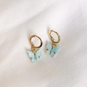 Gold plated butterfly huggies hoop earring